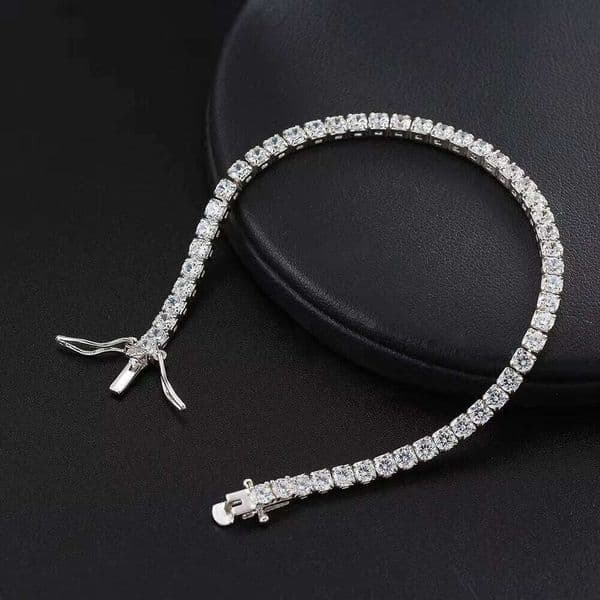 RINNTIN SB94 3mm Cubic Zirconia Sterling Sier Bridal Wedding Jewelry Women Men Dia 3A CZ Tennis Bracelet