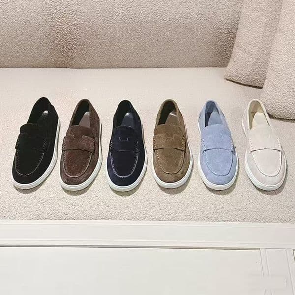 2025 Designer Loafers Dress shoes Walk Charms Embellished Casual Shoes Mens Womens Suede Loafers Couple Shoe Genuine Leather Flat For Men Women With box
