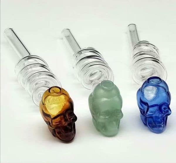 Smoking Pipes Coloured spiral skull glass cooker Wholesale Bongs Oil Burner Pipes