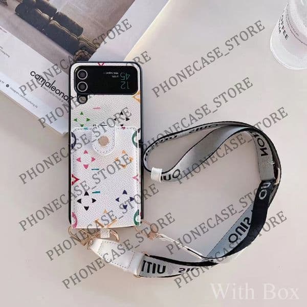 Beautiful Designer Phone Case Samsung Galaxy Z Flip Fold 3 4 5 6 7 8 9 Flip3 Flip4 Flip5 Flip6 Fold3 Fold4 Fold5 Fold6 Luxury LU Crossbody Card Slot Cases Cover with Box
