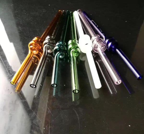 Hookahs Color spiral straight straw Wholesale Glass Bongs Accessories, Glass Water Pipe