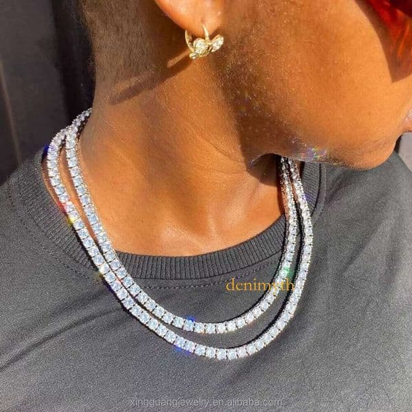Fast Dispatch Gold Plated 2mm to 5mm S Sier Women Men Hip Hop Style Necklace VVS Moissanite Tennis Chain Jewelry