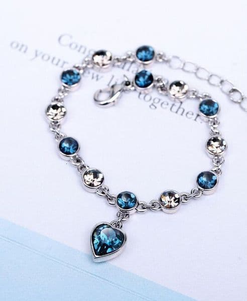 Korean Style Fashion Heart-Shaped Crystal With Rhinestones For Women Ocean Heart Bracelet
