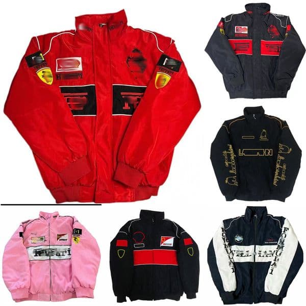 NEW F1 racing suit Mens jackets vintage motorcycle Team Rider car Fans Oversized Full Embroidered Logo Men's f1 Jackets Series cotton coats F1 windproof outerwear 6a