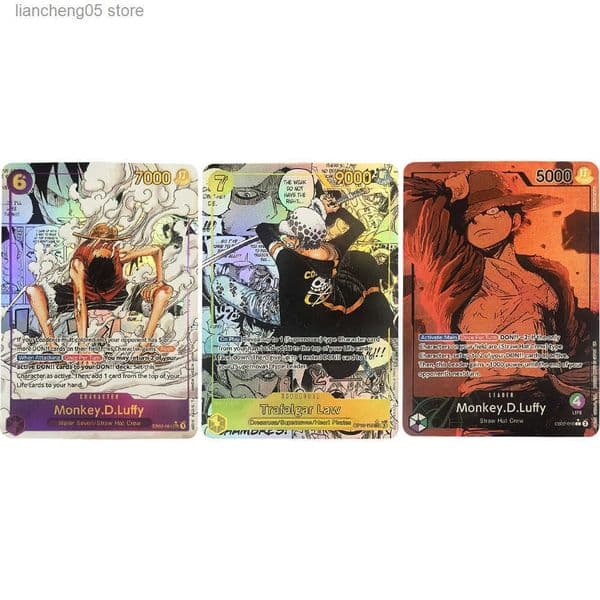 Anime OPCG Collection Card EB02 Monkey D Luffy OP10 Trafalgar Law SEC Refractive Color Flash Card Textured English Child Gifts L250729