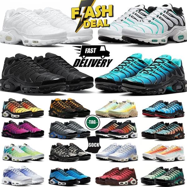 2025 Free shipping Tn Plus designer shoes mens women trainers Triple Black white Unity Running Shoes tn Metallic Silver Black Reflective sneakers tns trainers 40-46