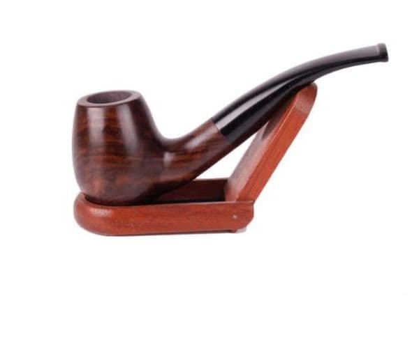Wholesale of Black Sandalwood Pipe Acrylic Bending Handle Wooden Pipe and Tobacco