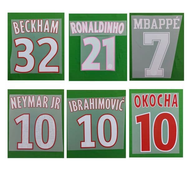 Retro Nameset Ibrahimovic Okocha Beckham Ronaldinho Mbappe Printing Soccer Patch Badge