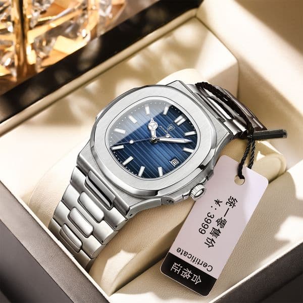 Luxury Brand Men's Quartz Wristwatch Stainless Steel Waterproof Luminous Date Man Clock Square Business Watches For Men