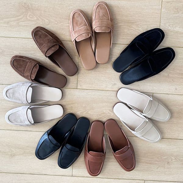 10A Suede Loafer Mules Designer Flats Slipper Leather Loafer Triangle Shoes Slip On Casual Shoes Summer Walking Shoes 795