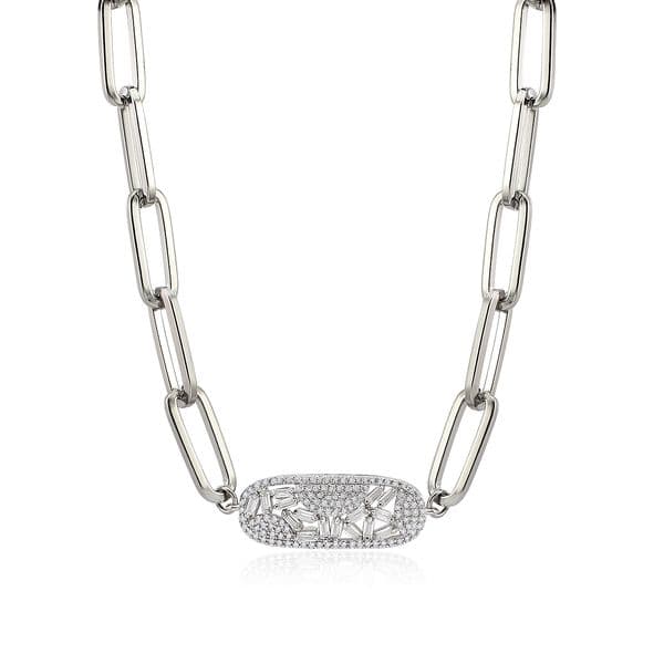 European and American Ins Simple Temperament and Versatile Silver Plated Micro-paved Zircon Necklace Design Niche Light