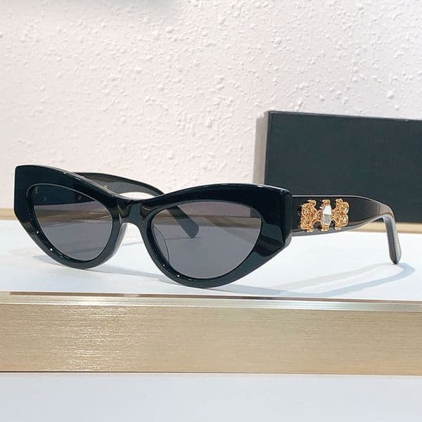 New Designer Sunglasses DG1663LB Black Acetate Cat Eye Shaped Frame Anti UV 400 Unisex High Street Catwalk Fashion Style Random Box