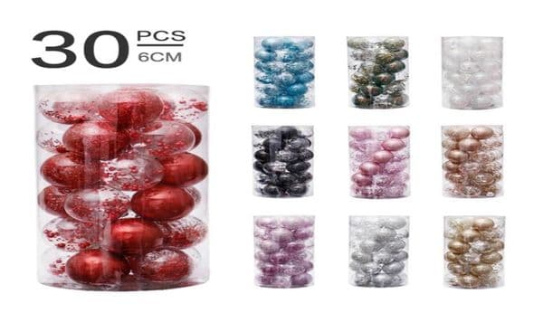 30PCS 6CM Christmas Balls Christmas Decorations Transparent Gold White Pink Xmas Party Festival Hanging Tree Ornaments for Home 205627074