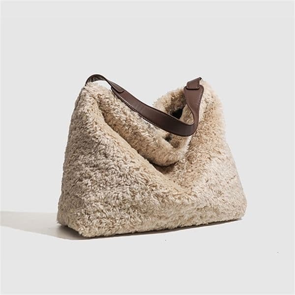 Fashion Autumn Winter Bags Womens Soft Plush Shoulder Bag Faux Lamb Wool Handbag Large Commute Work Female Tote Bag251104ww1