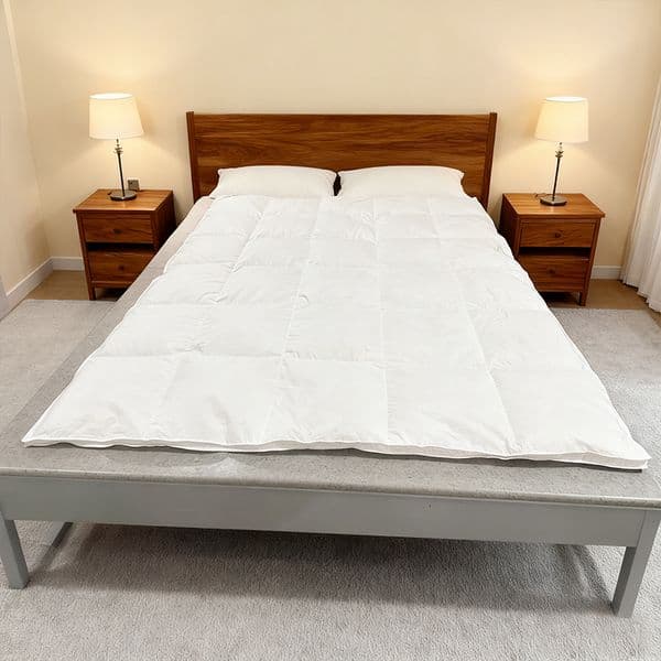 60% European Standard First-Class White Goose Down Quilt, 100% Cotton 40x40/133x100 Bleached Fabric, 150x200cm 1200g Filling,