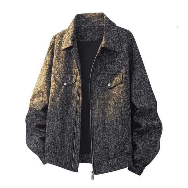 Autumn Men Coat Vintage Leopard Print Long Sleeve Male Outerwear Fashion Versatile Oversize Turn Down Collar Zipper Man Jacket X251106