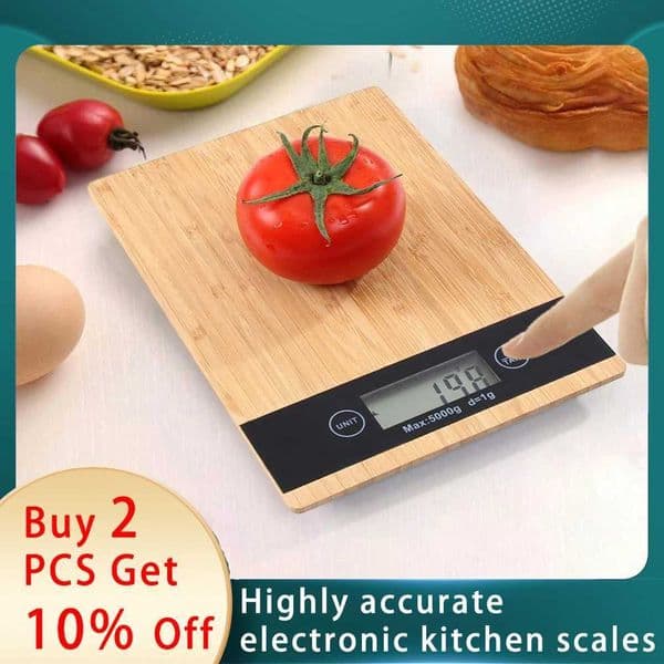 Bamboo Wooden Scale Face 5KG Kitchen Scale Precision Electronic Baking Scale High Precision LED Electronic Kitchen Scale Z250403