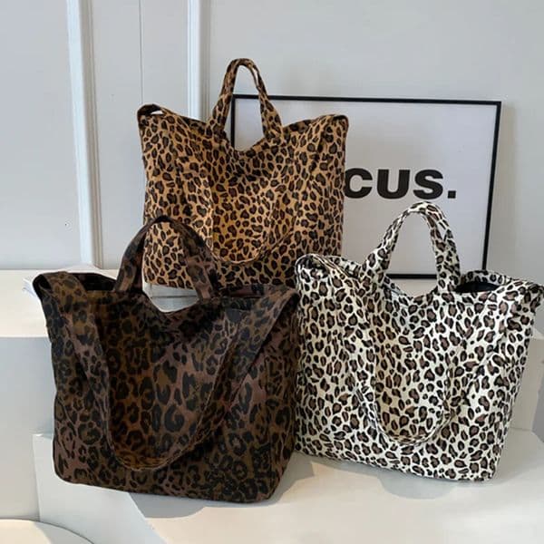 Vintage Leopard Print Womens Bag Large Capacity Canvas Shoulder Bags Daily Commuting Crossbody Bag 251106