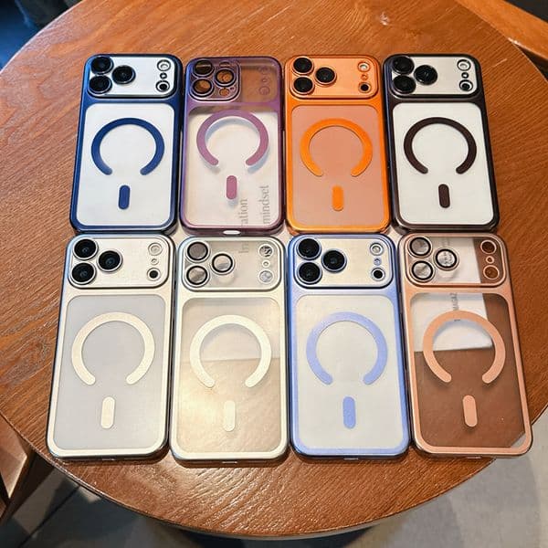 Luxury Magnetic Wireless Charging Cases For Iphone 17 Air 16E 16 Plus 15 14 Pro MAX 13 12 11 Hard PC Plastic Frosted Matte Chromed Plating Magnet Fashion Phone