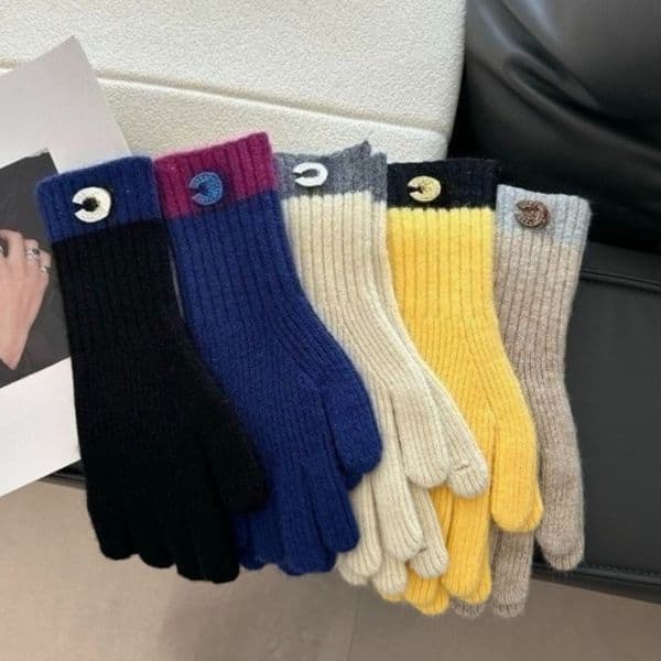 Designer Gloves Luxury Wool Knitted Glove Men's and Women's Thickened Knitted Warm Glove Five Fingers Coldproof Touch Screens High Quality