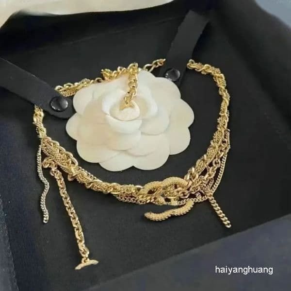 Pendant Necklaces Designer Necklace Pendant Women Choker Chain Letter 18K Gold Plated Tassel Necklace Pendant Jewelry Accessories