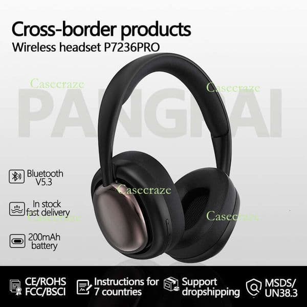 The P7236pro wireless headset supports FM Bluetooth 5.3 music headsets for mobile phones generic stock