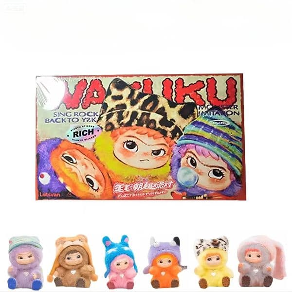 Popular WAKUKU 1.0 Fuzzy Trendy Fun Party Series Blind Box Toys Anime Figure WAKUKU Plush Doll Keychain Pendants Collectible birthday Gifts