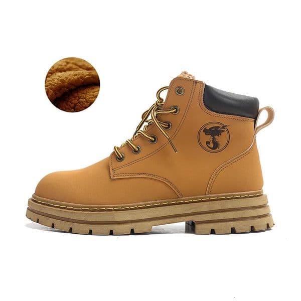 2025 Jifffly Men's Yellow Martin Boots Thickened Woolen English Workwear Soft Sole Comfortable Waterproof Outdoor Casual Boots