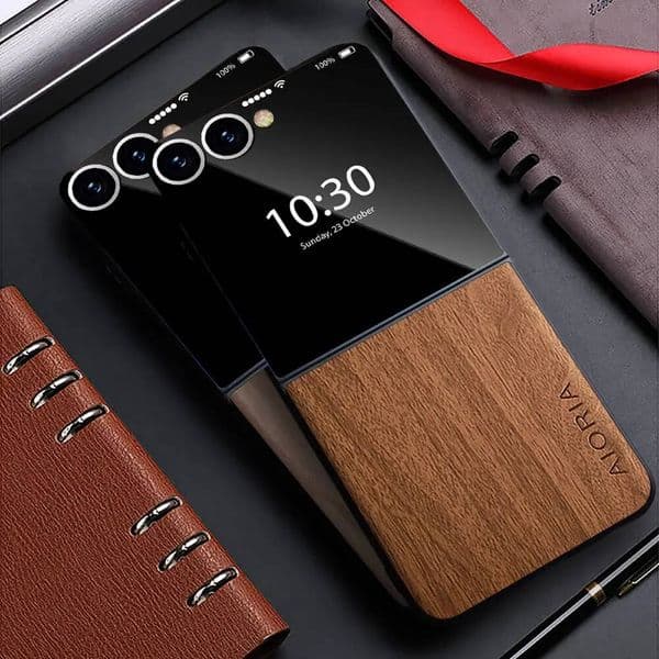 Case Samsung Galaxy Z Flip 7 6 5 4 3 5G funda bamboo wood pattern Leather cover for galaxy z flip7 flip6 flip3 flip5 case