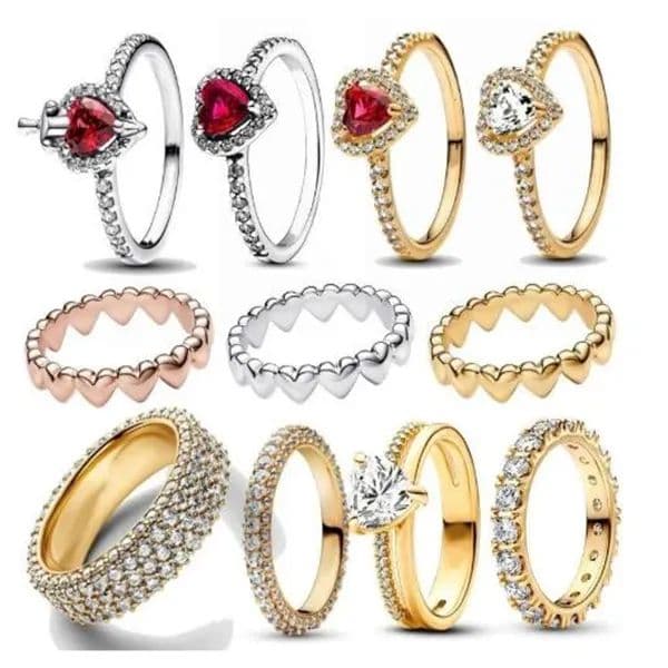 2025 New 925 Silver Timeless Pave Triple-row Ring Row of Hearts Rings for women Gifts luxury jewelry Designer Ring Gift