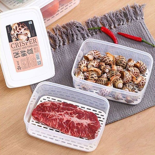 Food Grade Special Kitchen Preparation Refrigerator Freezer Draining Freshness Preservation Divided Frozen Meat Sealed Storage Box