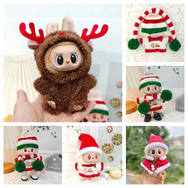 Mini Plush DollS Clothes Outfit Accessories For Korea Kpop Exo Labubu Idol V1 V2 Christmas sweater hat cape suit Clothing GiftXJ251110