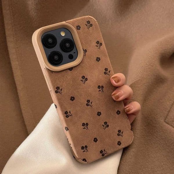 Luxury Fl Sn Flower Suede Leather Texture Phone Case For iPhone 16 15 14 Plus 13 12 11 Pro Max Shockproof Protective Cover H251110