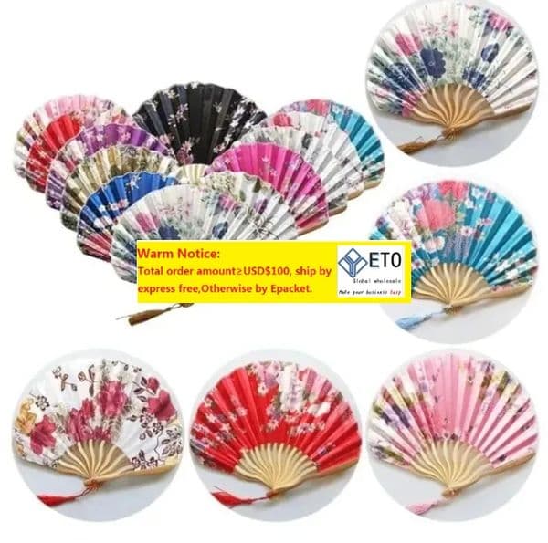 Chinese Japanese Style Held Personalized Pattern Silk Printed Bamboo Folding Fans Handheld Wedding Hand Fan 123 ZZ