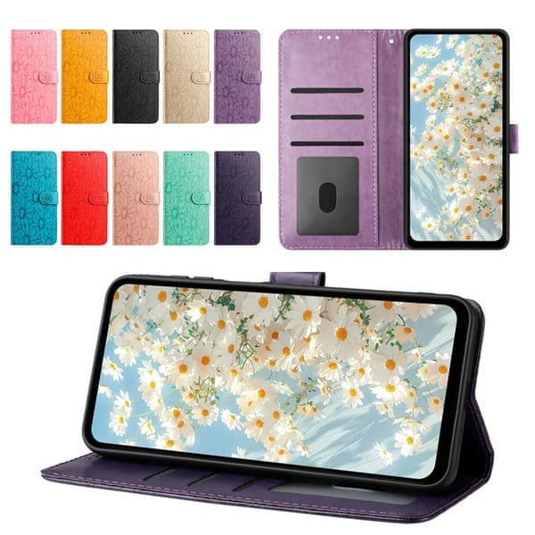 S26 Pro Little Daisy PU Leather Wallet Cases For Samsung S25 Edge S24 FE Ultra S23 Plus A17 A07 A56 A36 A26 A16 A06 A55 A15 Flower Floral Card Slot Holder Flip