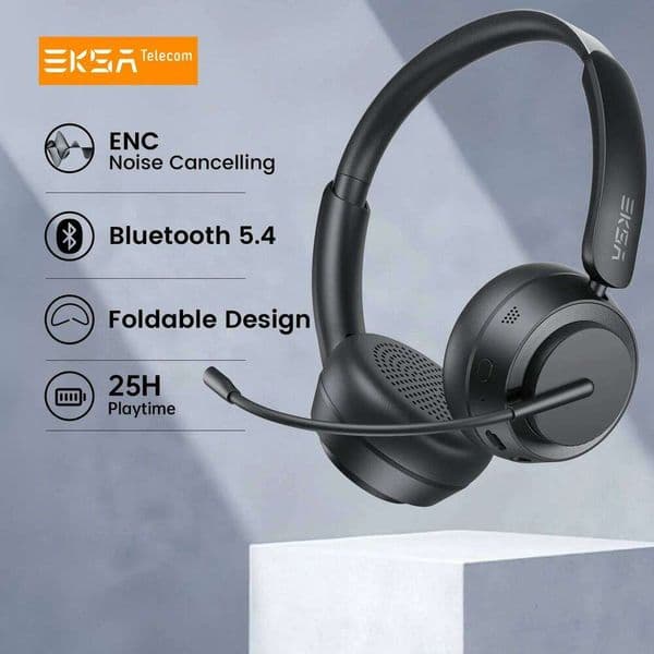 EKSA H Bluetooth Headset For Office Ultra Light Foldable Wireless Headphones With ENC Noise Cancelling Microphone