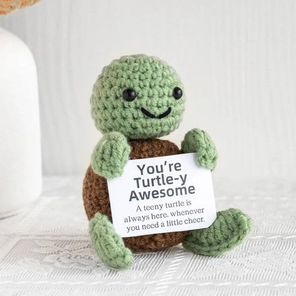Christmas Knitted Turtle Doll Handmade Emotional Support Positive Crochet Sea Turtles Gifts for New Year Birthday ddmytues