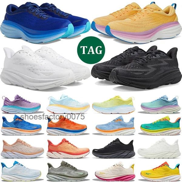 hokamen 9 Clifton Running Shoes for Men Women Bondi 8 Triple Coastal Sky Shifting Sand Black White Bellwether Blue Castlerock Mens Trainer