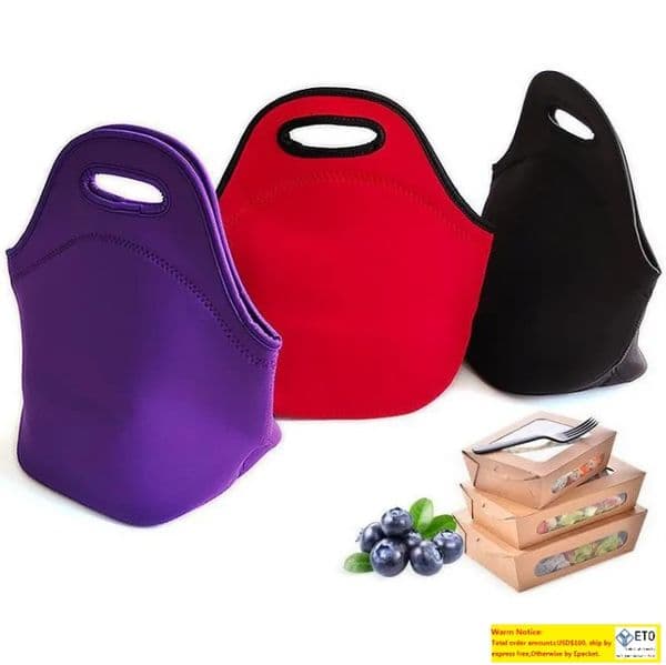17 Colors Reusable Neoprene Tote Bag Handbag Insulated Soft Lunch Bags With Zipper Design For Work & School SN6737 LL