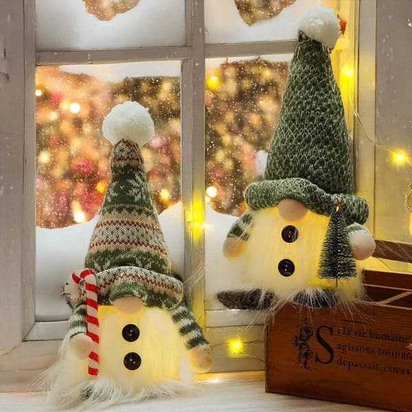 Christmas 2025 Decorations Glowing Knitted Gnome Doll with Led Night Light Home Xmas Tree Decor Navidad New Year 2026 Gift ddmytues