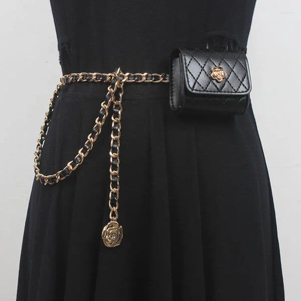 Belts Belts Womens Fashion PU Leather Chain Bag Cummerbunds Female Dress Corsets Waistband Decoration Narrow Belt AA