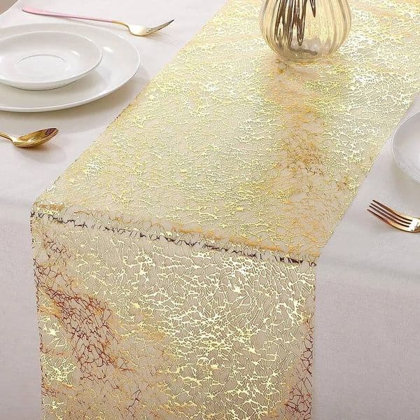 Christmas Glitter Metallic Runner,Polyester Gold/Rose Gold Runner Roll Dining Table Decor for Party Birthday Wedding ddmytues