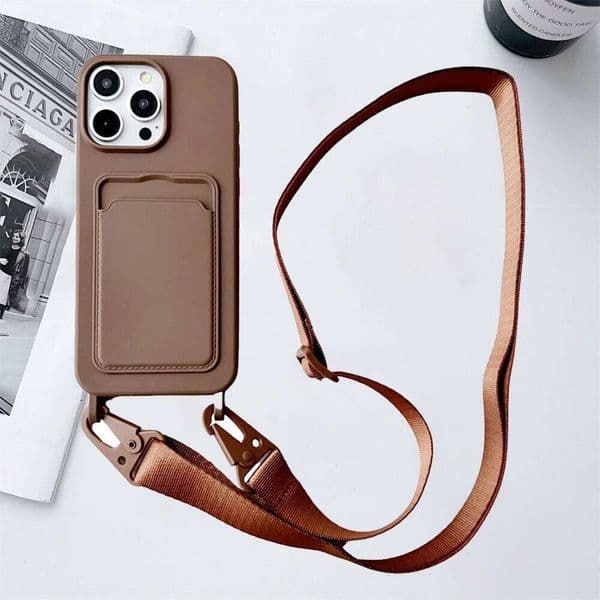 Crossbody Necklace Strap Card Holder Wallet Phone Case For Iphone 16 14 12 Max 13 Air XS XR 15 Plus 17 Pro Soft Cover Designer Phone Case
