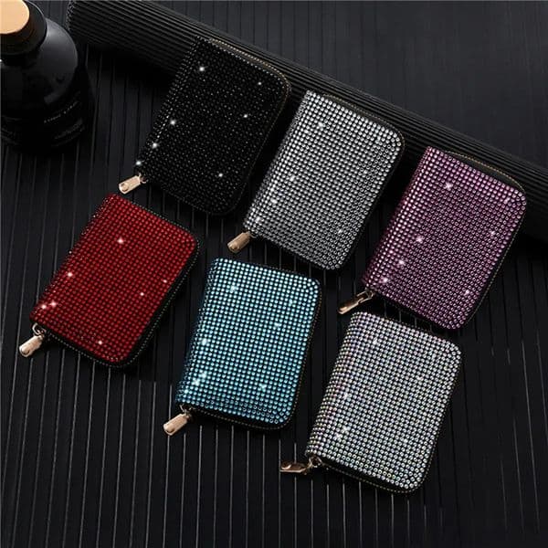 Rhinestone Small Wallet For Women Large-Capacity Multi-Card Slot Storage Bag Stylish Coin Purse Zipper Change Bag Card Holder 251112