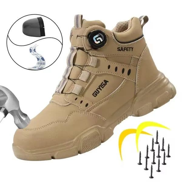Men Rotating Button Labor Protection Shoes Anti-smash Anti Puncture Safety Shoes Work Boots Steel Toe Shoes Indestructible Shoes 251111