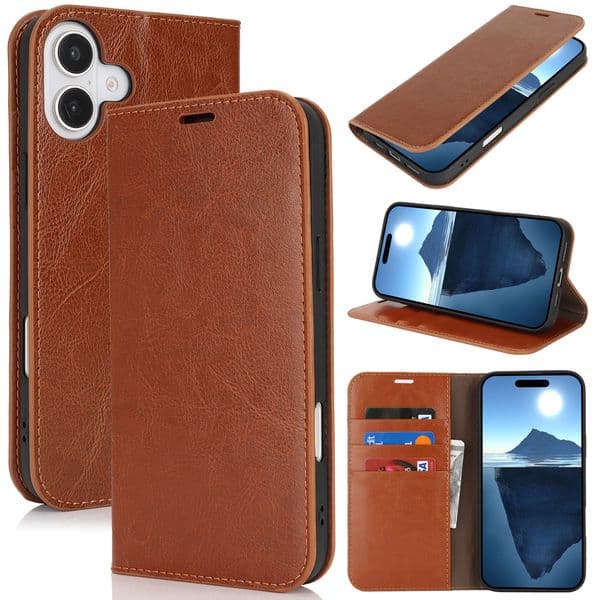 Crazy Horse Leather Wallet Stand Case for iPhone X.XS.XR.11.12.13.14.15.16.17