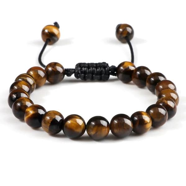 8mm Tiger Eye Stone Beads Bracelet Adjustable Braided Rope Bangles Natural Lava Rock Men Women Yoga Healing Balance Bracelets 251113