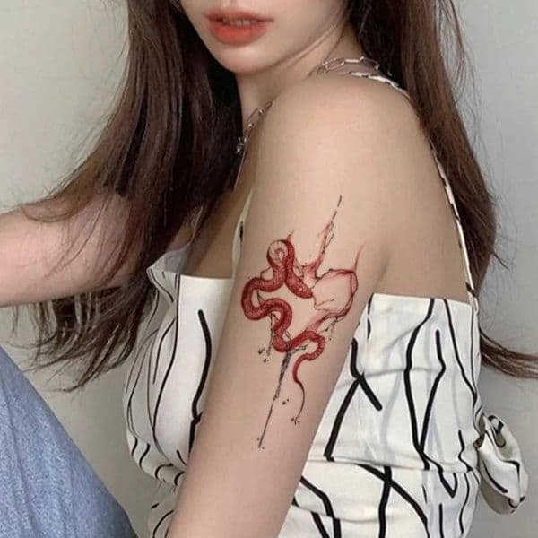 4pcs Durable Heart Snake Fake Female Arm Y2K Art Stickers Sexy Tattoo Waterproof Temporary TattooXJ25414