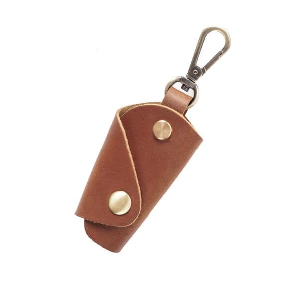 Genuine Leather Key Holder Case Vintage Leather Wrap Keychain Cover Key Organizer with Snap Closure Silencer Sleeve Key Holder 251115
