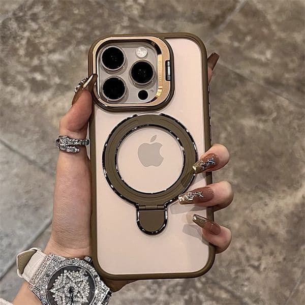 Luxury Ring Holder Transparent magnetic phone case for iPhone 16 15 14 13Pro Max 12 11 charging ring holder shockproof hard back cover With Magsafe camera protection
